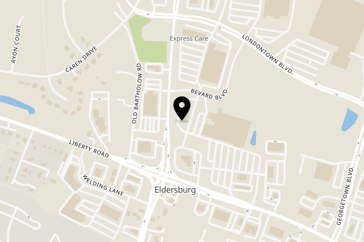 Map showing the location of Mr. Jack Peruvian Rotisserie Chicken on 1330 Liberty Rd, suite A in Eldersburg